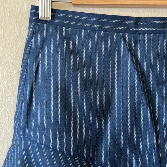J. Crew Blue Pin Stripe Wool Blend Skirt 0 - Picture 2 of 8